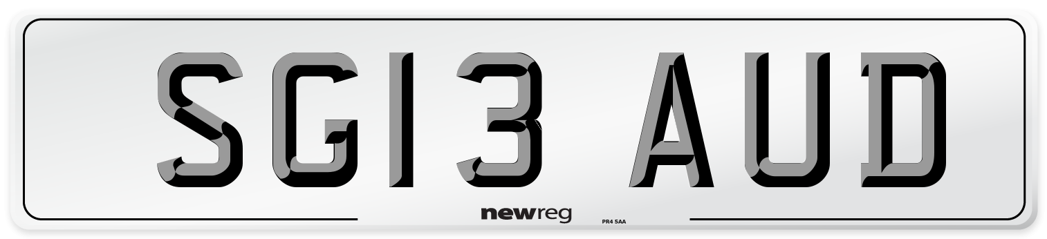 SG13 AUD Number Plate from New Reg